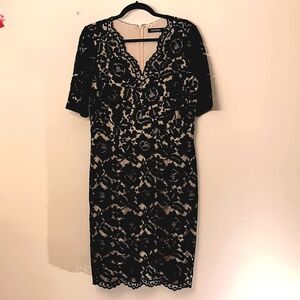 Ellen Tracy Size 10 Black Lace Dress PTP 19